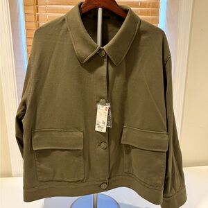 Uniqlo Green Relaxed Jersey Jacket Utility XXL Women NWT